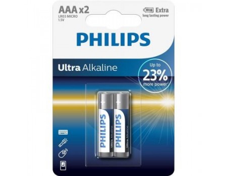 Батарейка PHILIPS AAA LR03 Ultra Alkaline * 2 (LR03E2B/10)