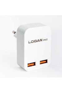 Зарядний пристрій LOGAN Dual USB Wall Charger 5V 2A (CH-2 White)