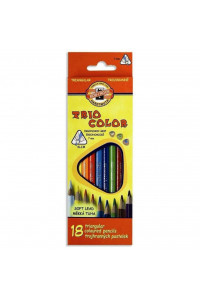 Олівці кольорові KOH-I-NOOR 3133 Triocolor, 18шт, set of triangular coloured pencils (3133018004KS)