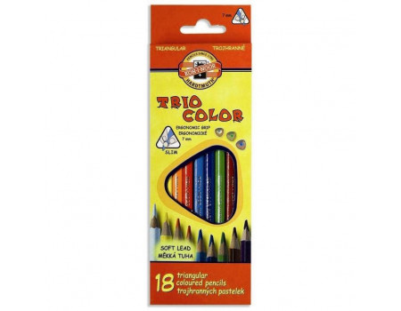 Олівці кольорові KOH-I-NOOR 3133 Triocolor, 18шт, set of triangular coloured pencils (3133018004KS)