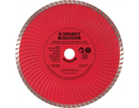 Круг відрізний SPARKY алмазный Turbo Ф230х3.2x22,23 мм (20009545700)