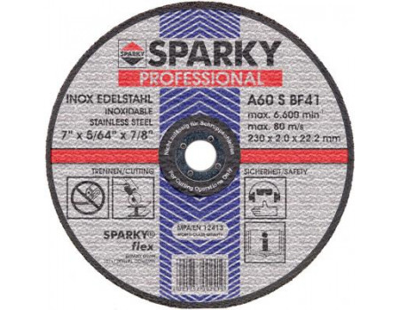 Круг відрізний SPARKY отрезной 125x1.2x22.2 абразивный A 60 S по нерж.стали (20009561109)