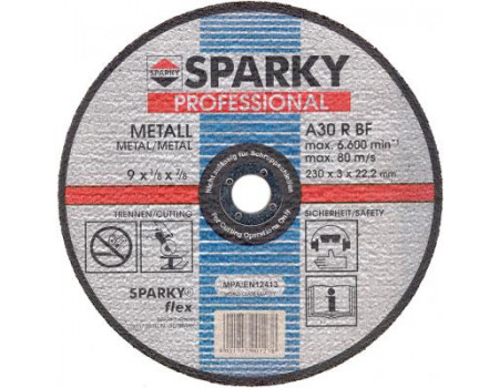 Круг відрізний SPARKY отрезной 230x3x22.2 абразивный A 30 R по металу (20009560404)