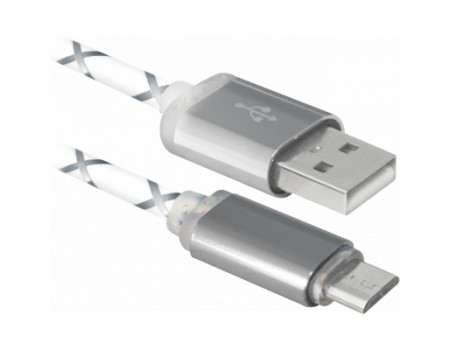 Дата кабель Defender USB08-03LT USB - Micro USB, GrayLED bac