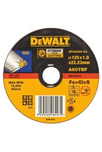 Круг відрізний DeWALT отрезной INOX EXTREME по металлу,125х1х22.2мм (DT43340)