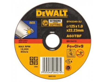 Круг відрізний DeWALT отрезной INOX EXTREME по металлу,125х1х22.2мм (DT43340)