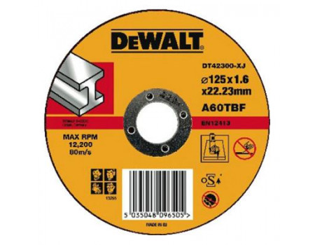 Круг відрізний DeWALT отрезной по металлу, 125х1.6х22.2мм. (DT42300)