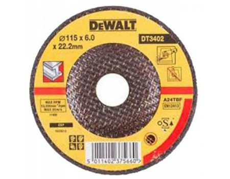 Диск DeWALT шлифовальный по металлу 115х6.0х2.2мм. (DT3402-QZ)