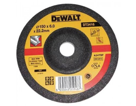 Диск DeWALT шлифовальный по металлу 150х6.0х22.2мм. (DT3416-QZ)