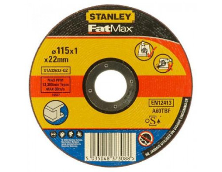 Круг відрізний Stanley отрезной по металлу, 115x1x22.2мм, тип DPC (STA32632)