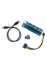Райзер PCI-E x1 to 16x 60cm USB 3.0 Cable SATA to 6Pin Power