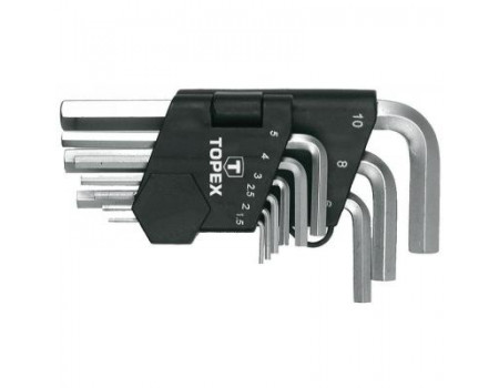 Набір інструментів Topex ключи шестигранные HEX 1.5-10 мм, 9 шт. (35D955)
