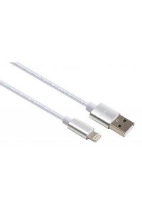 Дата кабель USB 2.0 AM to Lightning 1.0m nylon silver Vinga