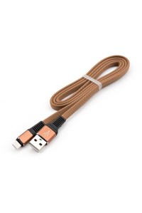 Дата кабель USB 2.0 AM to Lightning 1.0m flat nylon brown Vi