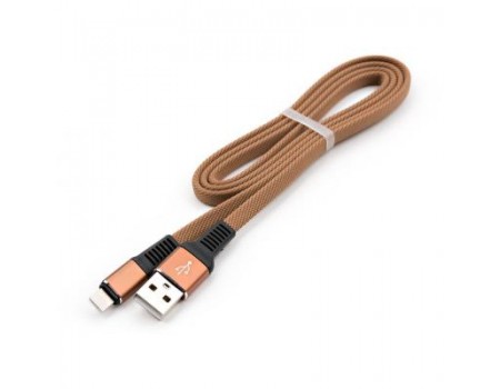 Дата кабель USB 2.0 AM to Lightning 1.0m flat nylon brown Vi