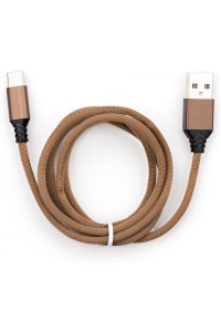 Дата кабель USB 2.0 AM to Type-C 1.0m nylon brown Vinga (VCP