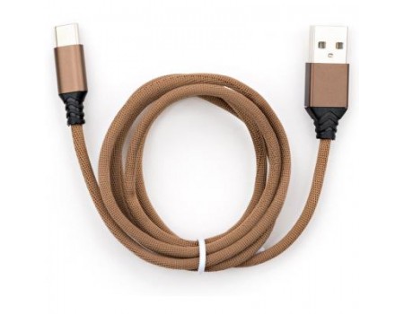Дата кабель USB 2.0 AM to Type-C 1.0m nylon brown Vinga (VCP