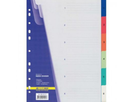 Роздільник сторінок BUROMAX colored, 6 dividers (BM.3210)