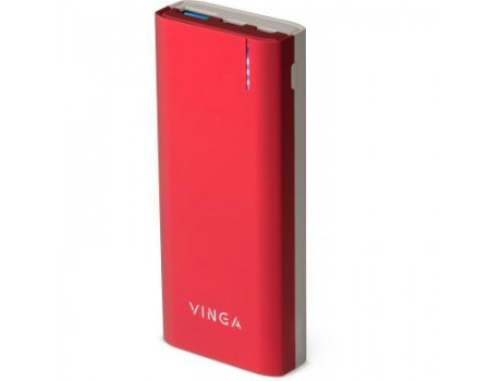 Батарея універсальна Vinga 10000 mAh soft touch red (BTPB3810QCROR)