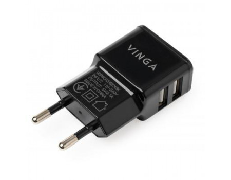 Зарядний пристрій Vinga 2 Port USB Wall Charger 2.1A (VCPWCH2USB2ABK)
