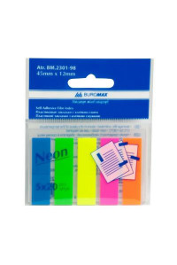Стікер-закладка Buromax Plastic bookmarks 45x12mm, 5х20шт, rectangles, neon colors (BM.2301-98)