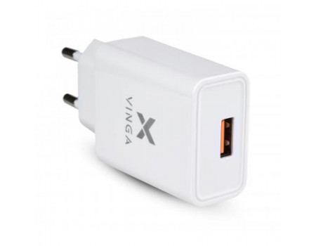 Зарядний пристрій Vinga QC3.0 Quick Wall Charger 1xUSB 18W Max (VWCQAW)