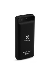 Батарея універсальна Vinga 20000 mAh QC3.0 Display soft touch black (VPB2QLSBK)