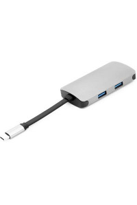 Концентратор PowerPlant Type-C - HDMI 4K, USB 3.0, USB Type-C, RJ45 (CA911691)