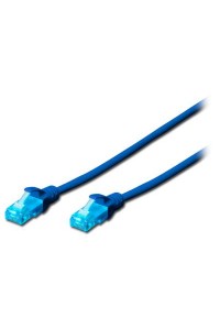 Патч-корд 1м, UTP, cat.5e, AWG 26/7, CCA, PVC, blue DIGITUS (DK-1512-010/B)