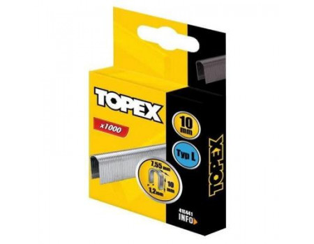 Скоби для будівельного степлера Topex для кабеля тип L, 10 мм, 1000 шт. (41E441)