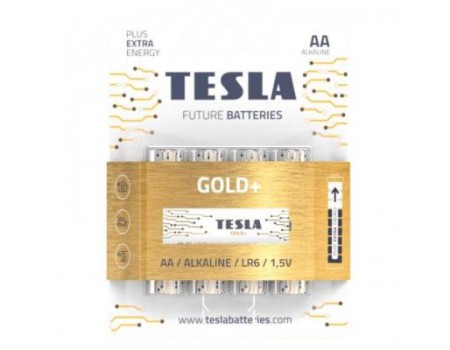 Батарейка Tesla AA Gold+ LR6 ALKALINE 1.5V * 4 (8594183392257)