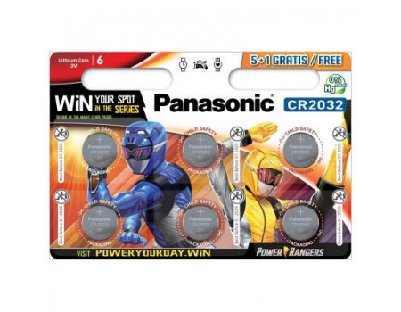 Батарейка PANASONIC CR 2032 Lithium * 6 Power Rangers (CR-2032EL/6BPR)