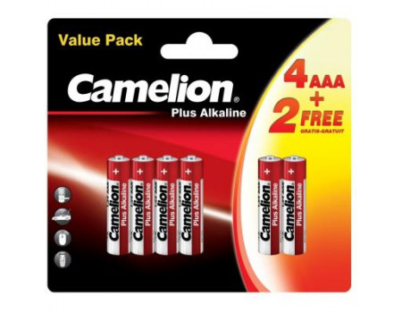 Батарейка Camelion AAA LR03 Plus Alkaline * (4+2) (LR03-BP(4+2))