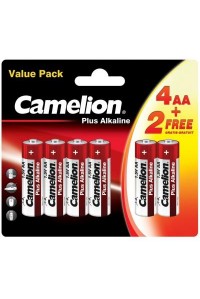Батарейка Camelion AA LR6 Plus Alkaline * (4+2) (LR6-BP(4+2))