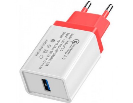 Зарядний пристрій XoKo QC-100 1 USB Qualcom 3.0 3.5A Red (QC-100- (QC-100-RD)