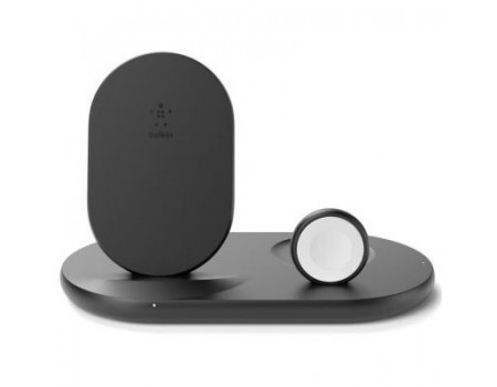 Зарядний пристрій Belkin 3-in-1 Wireless Pad/Stand/Apple Watch, black (WIZ001VFBK)