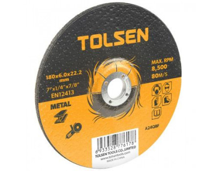 Диск Tolsen шліфувальний по металу 115х6.0*22.2мм (76302)