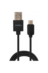 Дата кабель USB 2.0 AM to Type-C 1.0m 3A 22W PVC black Vinga