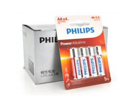 Батарейка PHILIPS AA Alkaline 1.5V LR6, 4pcs/card (LR6P4BT/93)