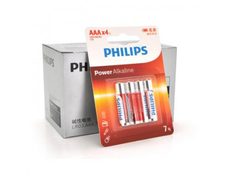 Батарейка PHILIPS AAA Alkaline 1.5V LR03, 4pcs/card (LR03P4BT/93)