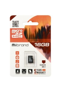 Miсro-SDHC memory card 16GB Mibrand (без адаптера) class 10
