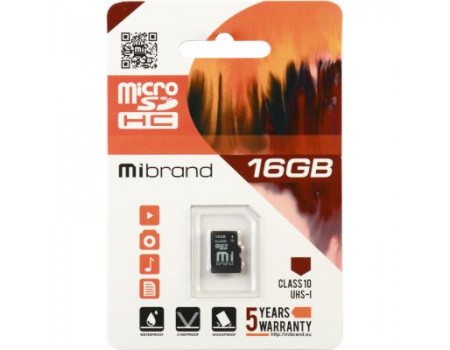 Miсro-SDHC memory card 16GB Mibrand (без адаптера) class 10