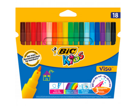 Фломастери BIC Kids Visa 880, 18 кольорів (bc888681)