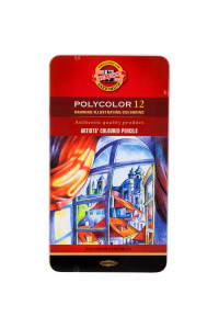 Олівці кольорові Koh-i-Noor Polycolor метал. пенал 12 кольорів (3822012002PL)