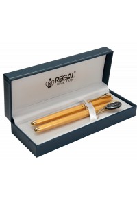 Ручка пір´яна Regal набір перо + ролер в подарунковому футлярі Золото (R12208.L.RF)