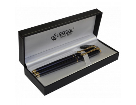Ручка пір´яна Regal набір перо + ролер в подарунковому футлярі Перлинно-чорний (R12216.L.RF)
